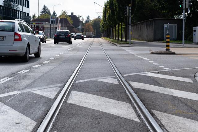 Höhe Sternengasse: Verwindungen der Geleise